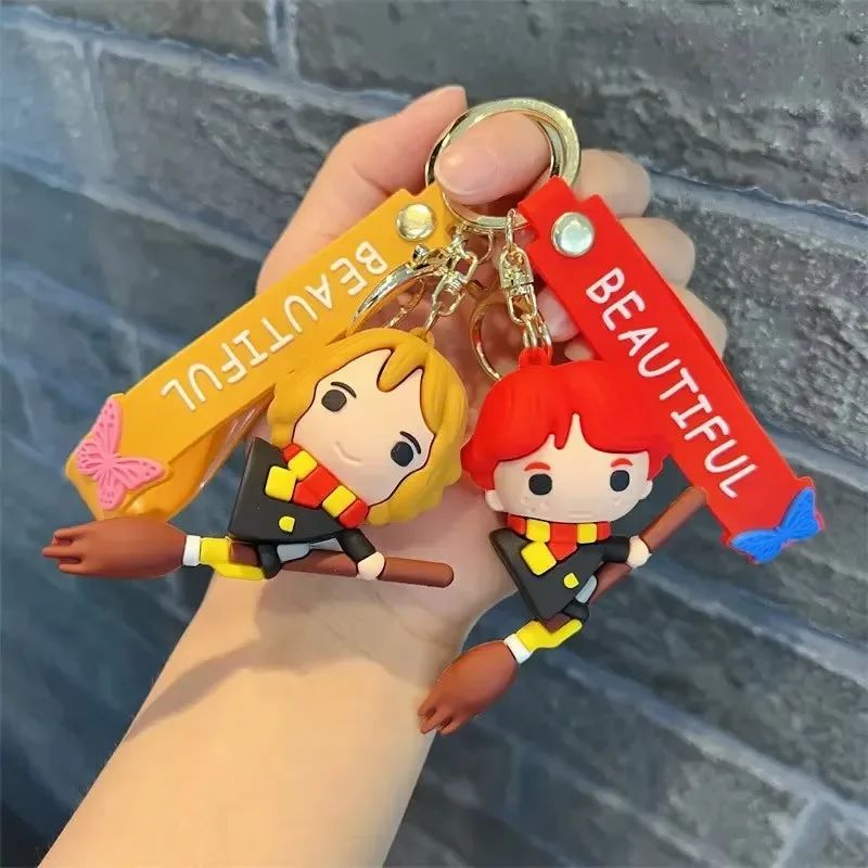 Magic Broom Flying Potter Malfoy Cartoon Keychain – Anime Bag & Car Pendant