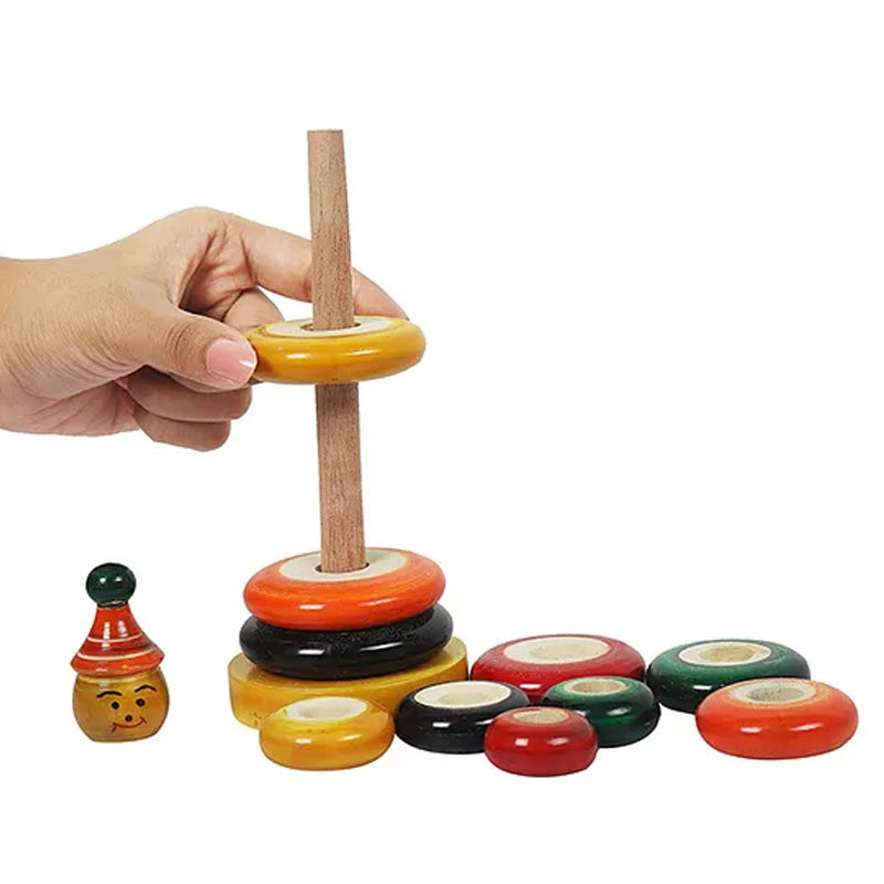Channapatna Toys | Wooden Ring Stacker Toy | Handmade Educational Stacking & Sorting Toy for Kids