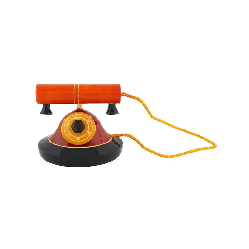 Wooden Pull Along Telephone Toy | Handmade Wooden Vintage Phone Toy for Kids | Channapatna Toys