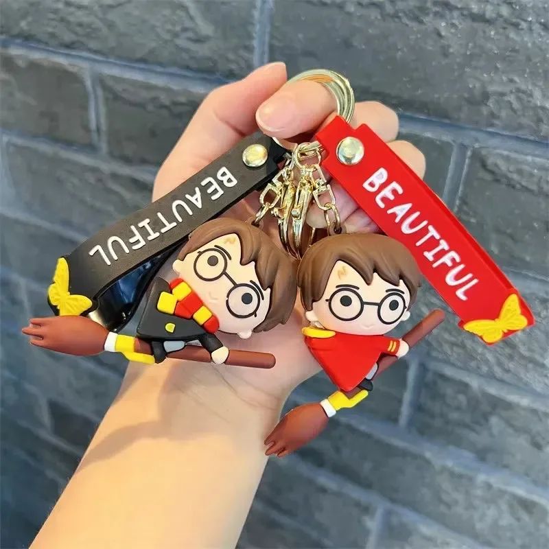 Magic Broom Flying Potter Malfoy Cartoon Keychain – Anime Bag & Car Pendant