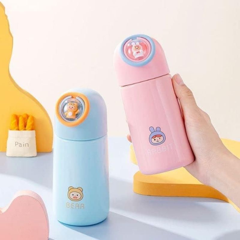 Cartoon Print Thermal Bottle Mug – Heatproof, Leakproof Travel Cup for Kids