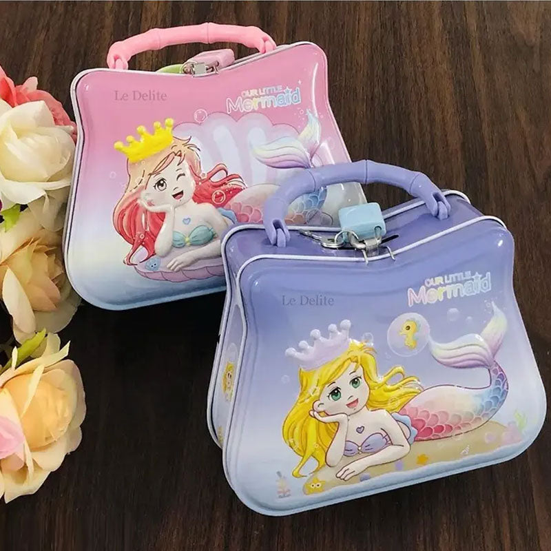 Mermaid Lock & Key Piggy Money Bank for Kids