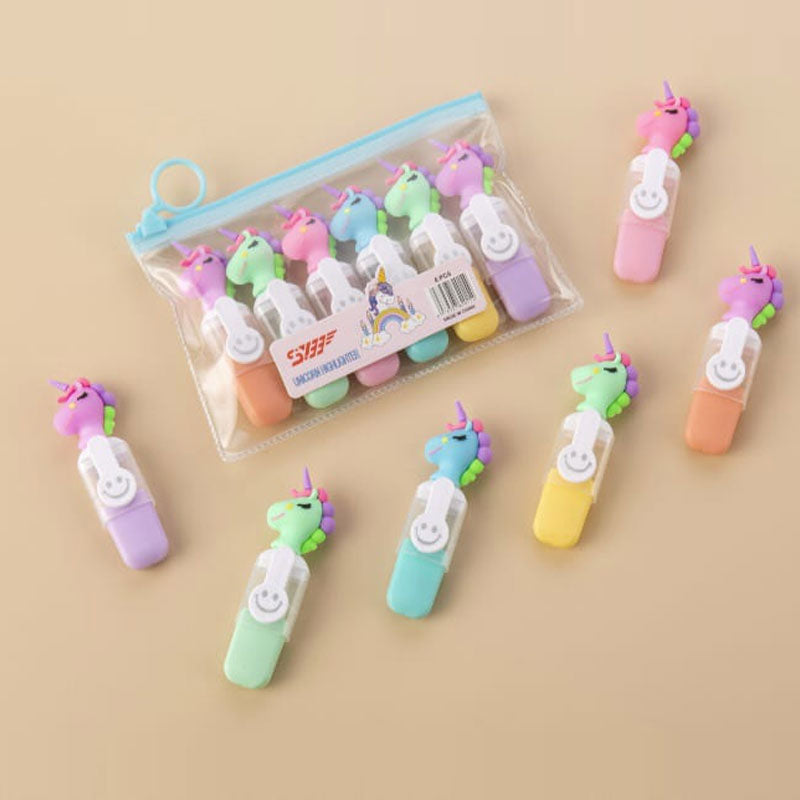 Highlighters  | Unicorn Highlighter Pens for Kids (Pack of 6)