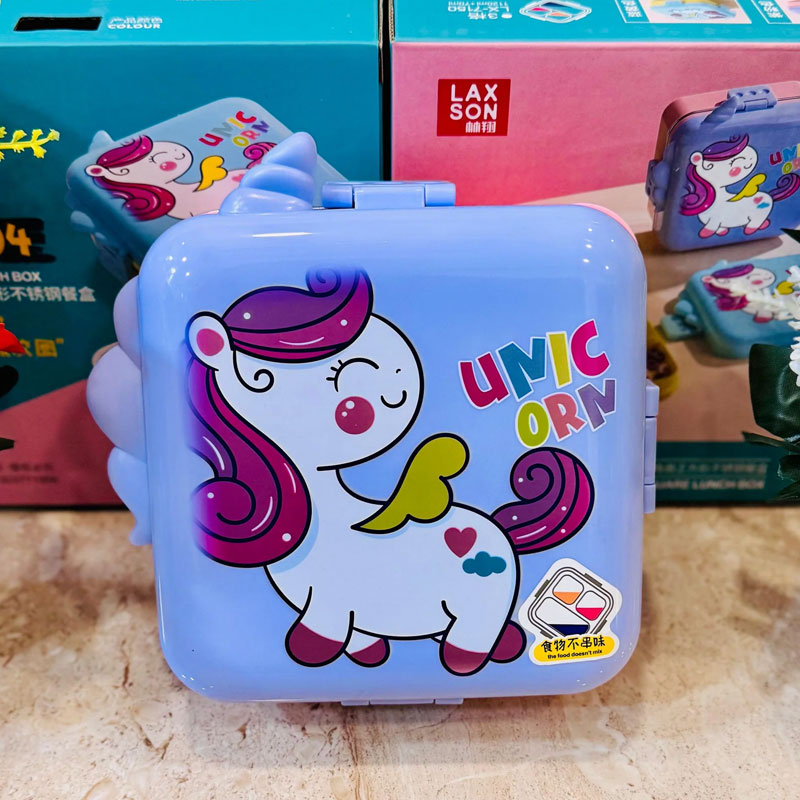 Unicorn Steel Lunch Box | 3 Compartments