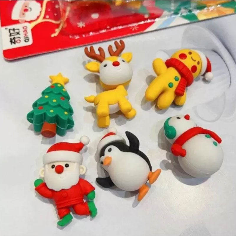 Erasers  | Christmas theme Erasers for Kids (Pack of 1 set includes 6 Erasers)