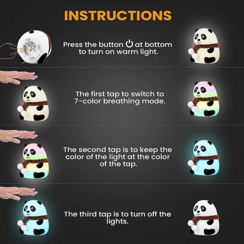 Panda Night Lamp – Silicon Soft Sensor Light & Color Changing Panda Lamp