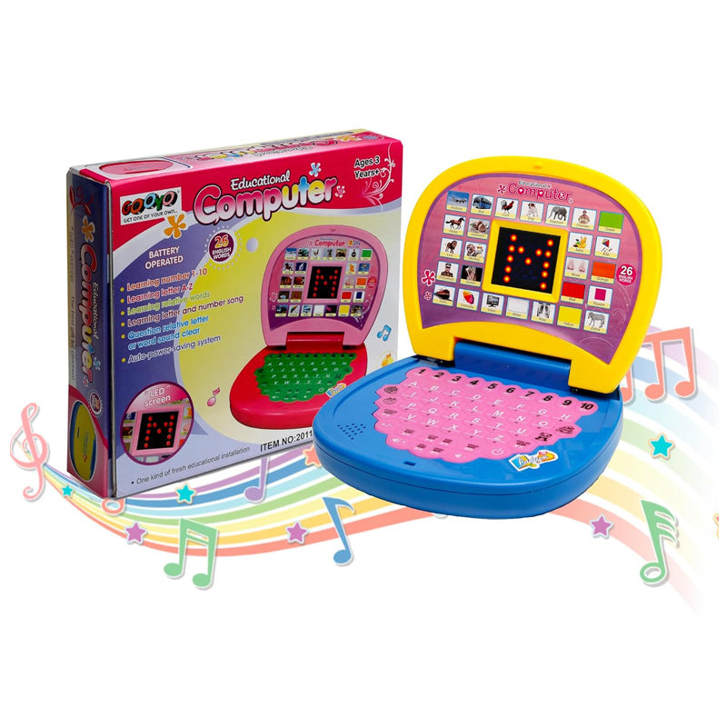 Kids Educational Computer Learning Toy with LED Screen & Sound – Battery Operated (Ages 3+)