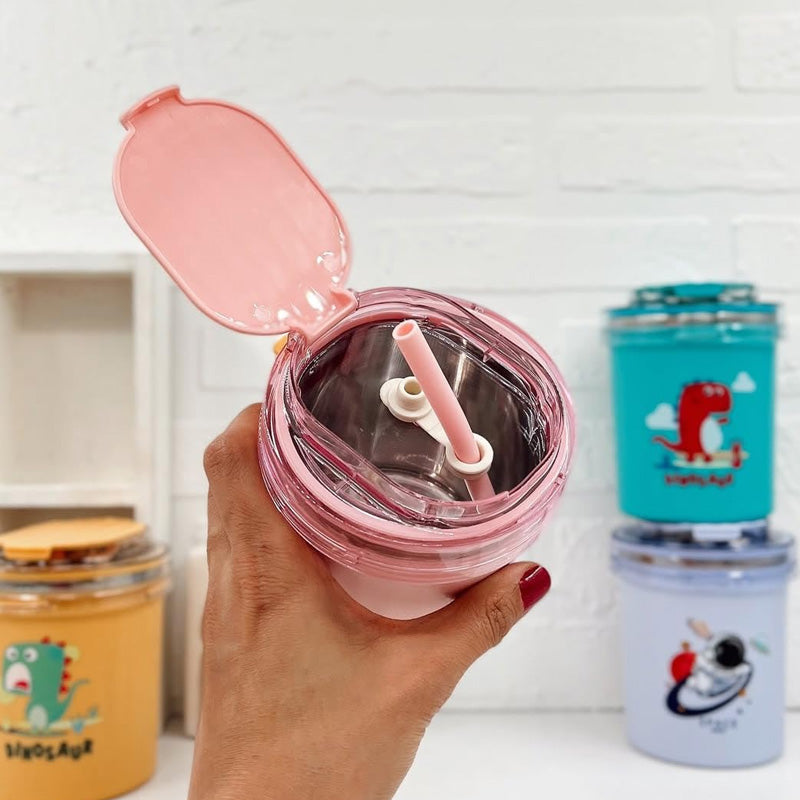 Kids Insulated Soup & Lunch Jar with Spoon and Straw | Stainless Steel Hot & Cold Food Container