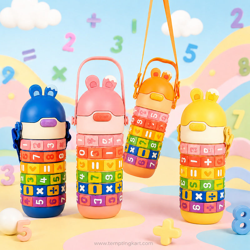 Kids Math Water Bottle – Educational Number Learning Sipper Bottle for Boys & Girls