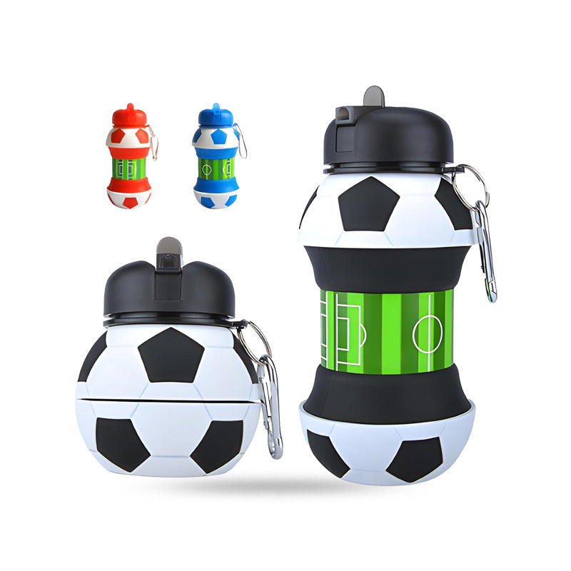 Adjustable Football Shape Kids Water Bottle with Sipper  – Foldable Sports Bottle | Birthday Return Gift