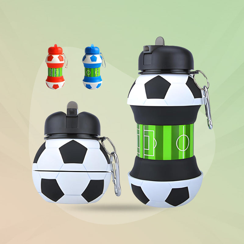 Adjustable Football Shape Kids Water Bottle with Sipper  – Foldable Sports Bottle | Birthday Return Gift