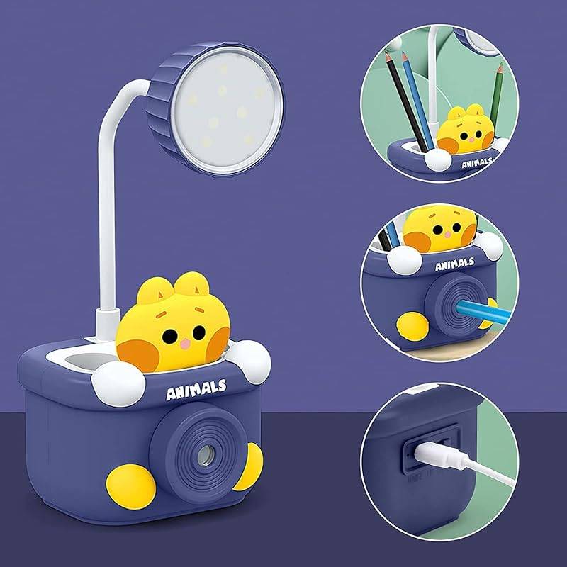 3 in 1 USB Chargeable LED Light | Table Night Lamp for Kids Bedroom with Pencil Sharpener & Pen Holder