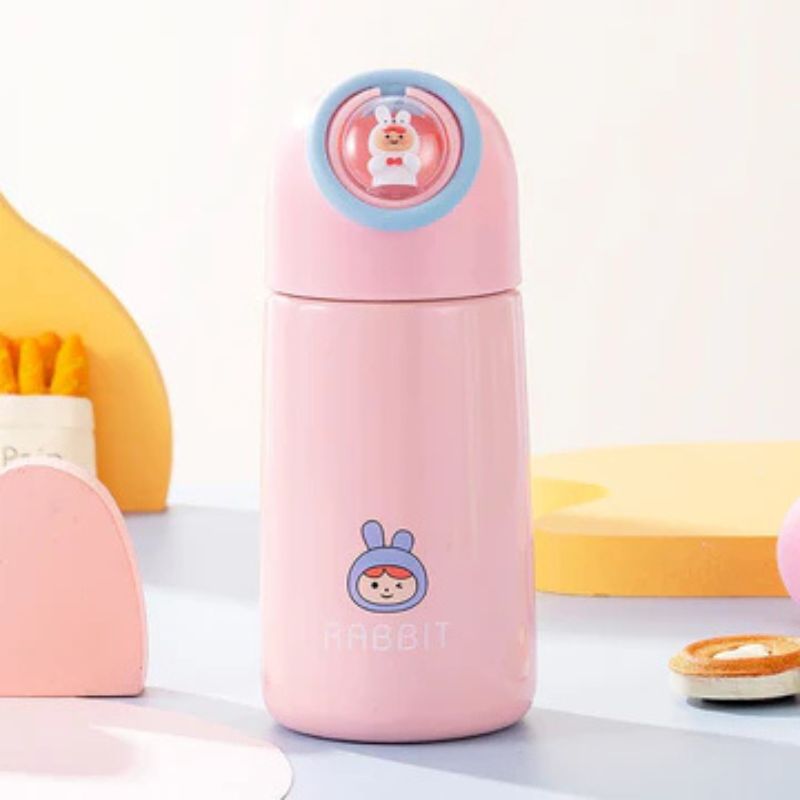 Cartoon Print Thermal Bottle Mug – Heatproof, Leakproof Travel Cup for Kids