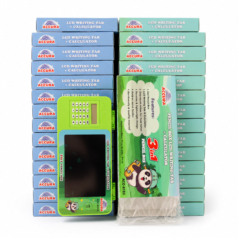 LCD Writing Tablet Pencil Box with Calculator – Drawing Board Case & Magic Stationery Storage