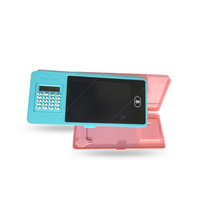 LCD Writing Tablet Pencil Box with Calculator – Drawing Board Case & Magic Stationery Storage