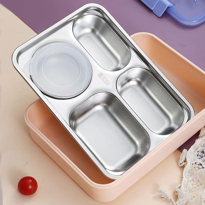 Lunch Box | Ben Duck 4 Compartment Stainless Steel Thermal Lunch Box with Soup Bowl