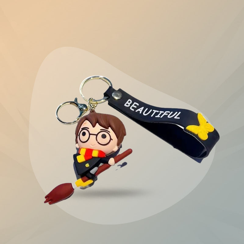 Magic Broom Flying Potter Malfoy Cartoon Keychain – Anime Bag & Car Pendant