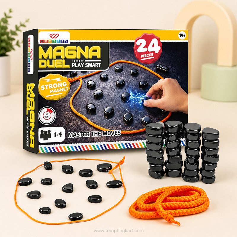 Magna Duel Magnetic Board Game – 24 Pieces Strategy Puzzle Game for Kids & Adults