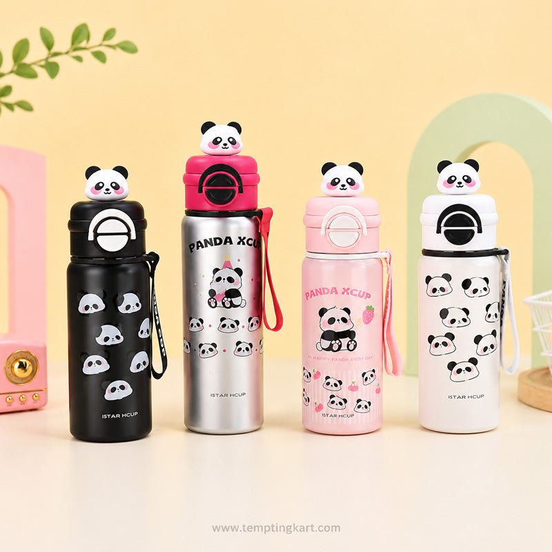 Panda Stainless Steel Water Bottle | Cute Insulated Sipper Bottle for Kids
