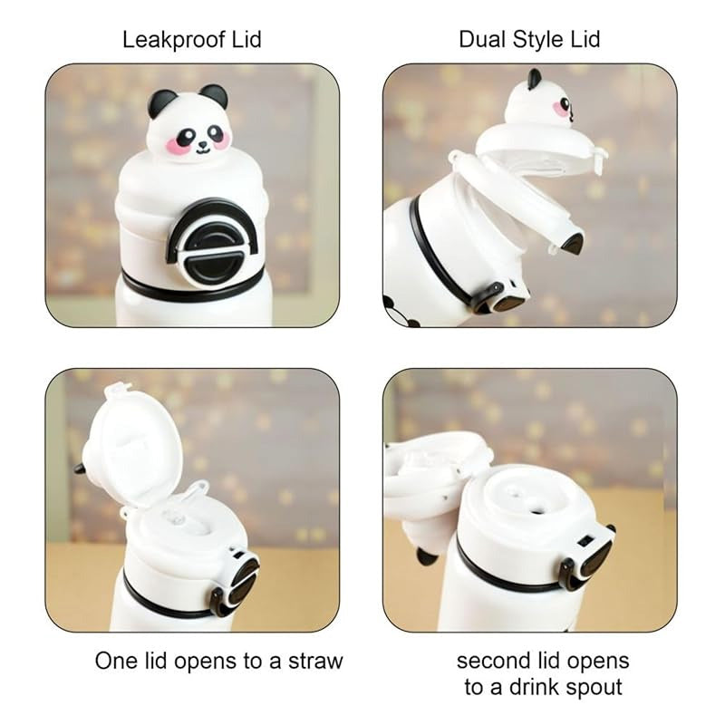 Panda Stainless Steel Water Bottle | Cute Insulated Sipper Bottle for Kids