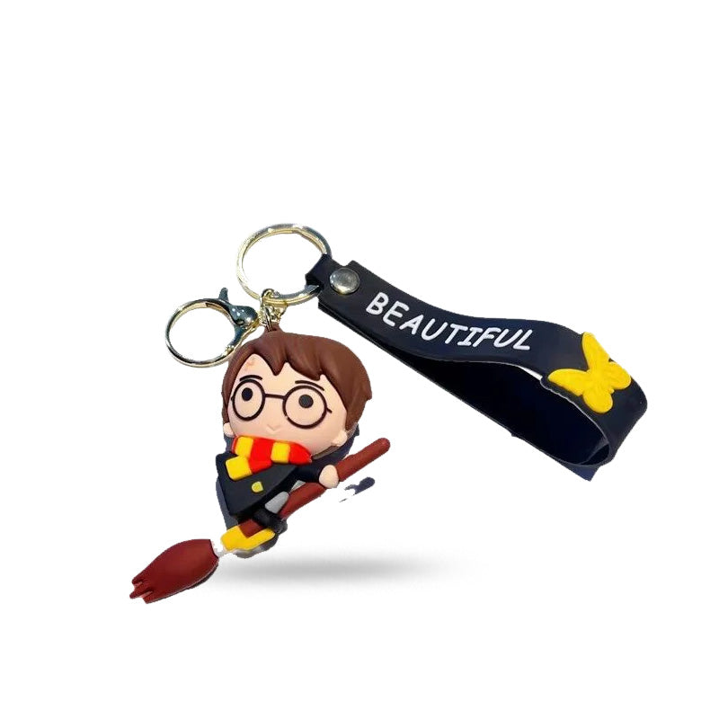 Magic Broom Flying Potter Malfoy Cartoon Keychain – Anime Bag & Car Pendant