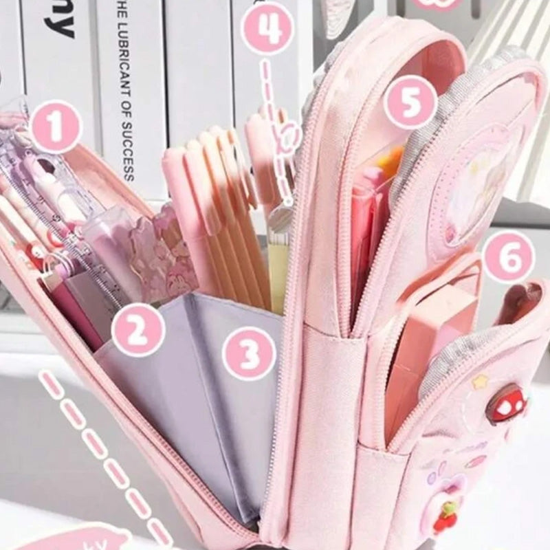 Pencil Pouch | Cute Cartoon Pencil Pouch for Kids – Large Capacity School Stationery Organizer Bag