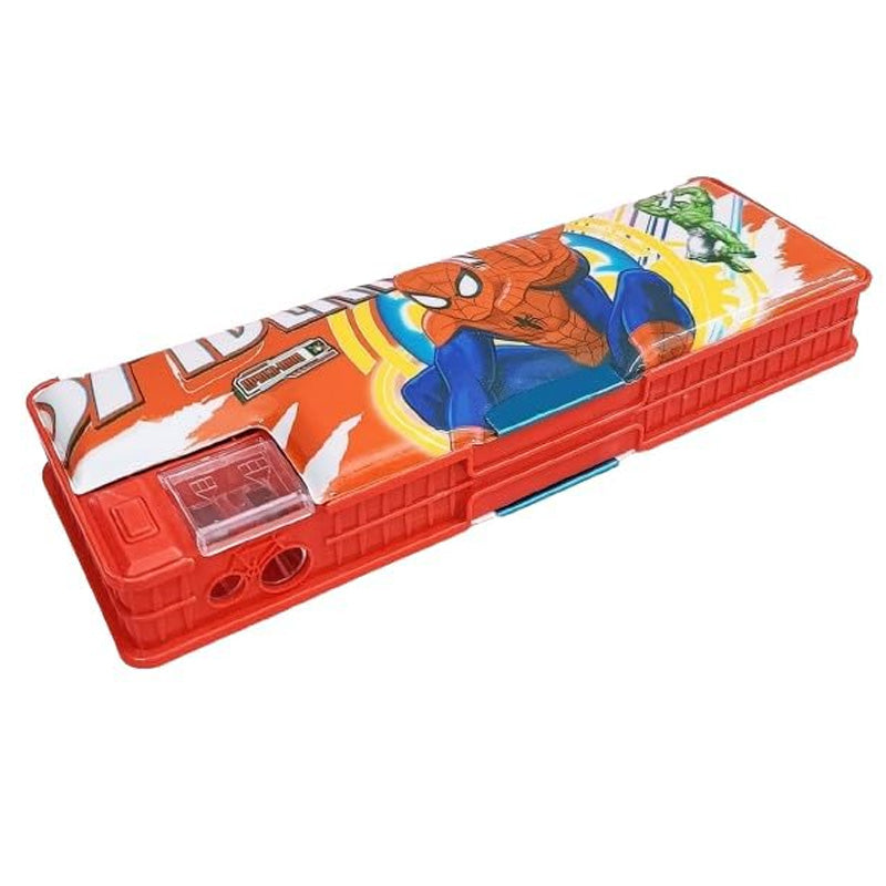 Double Side Pencil Box with Built-in Dual Sharpener – Multi Design