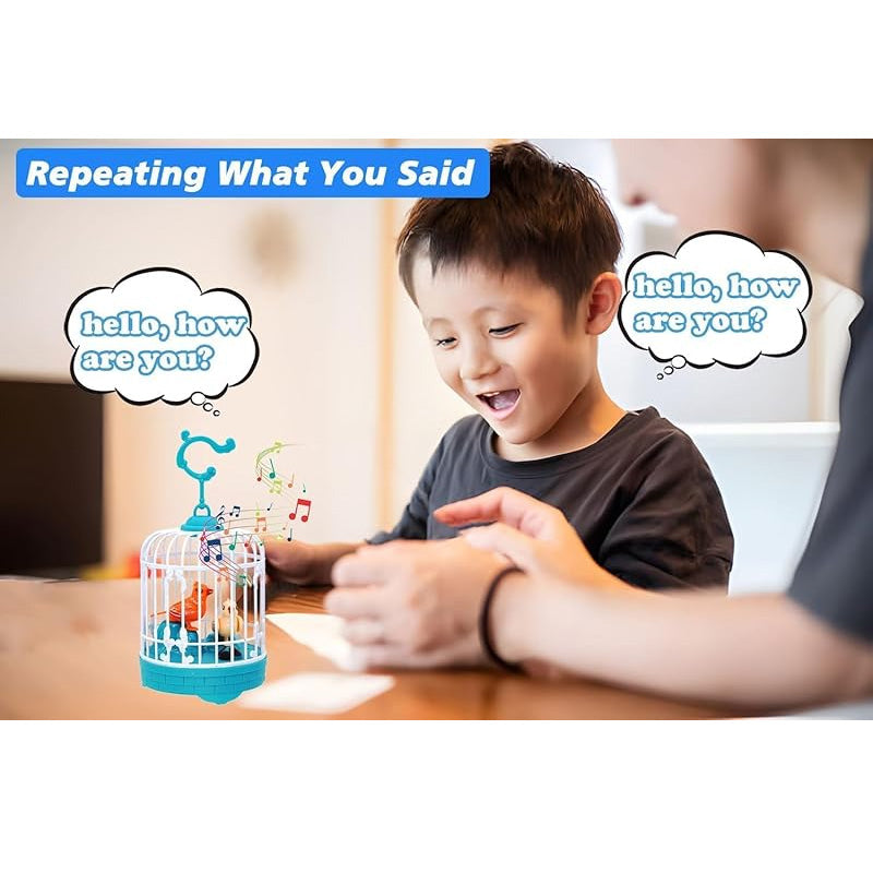 Voice Controlled Talking Bird Toy with Musical Cage – Interactive Singing & Repeating Parrot for Kids