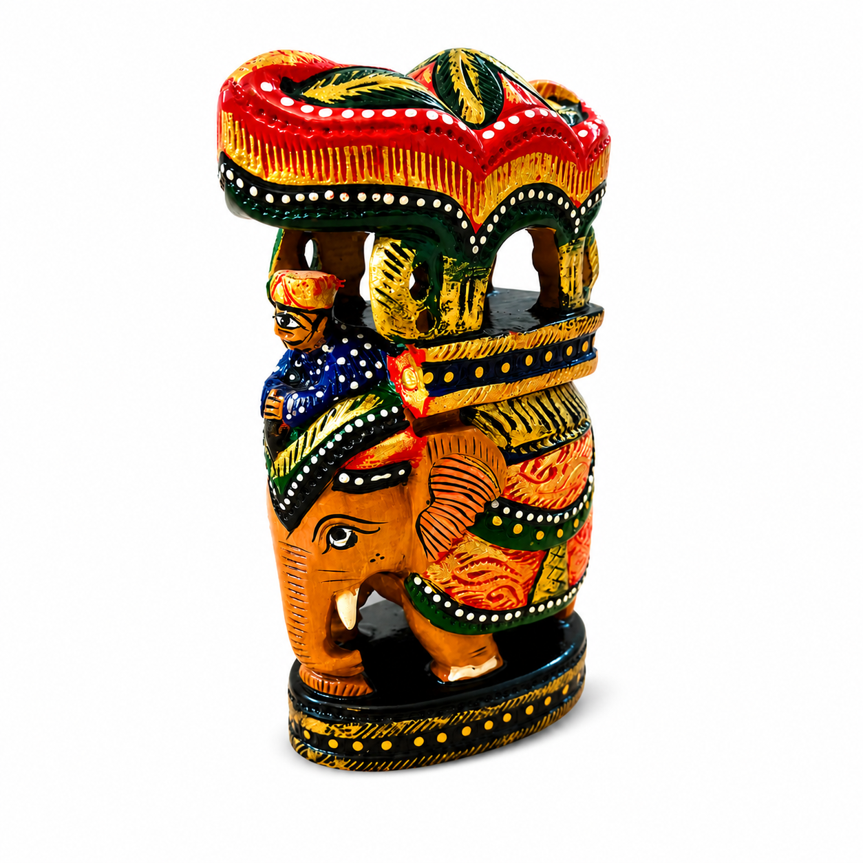 Wooden Ambari Elephant Showpiece | Handmade Traditional Wooden Decorative Elephant Statue | Channapatna Toys