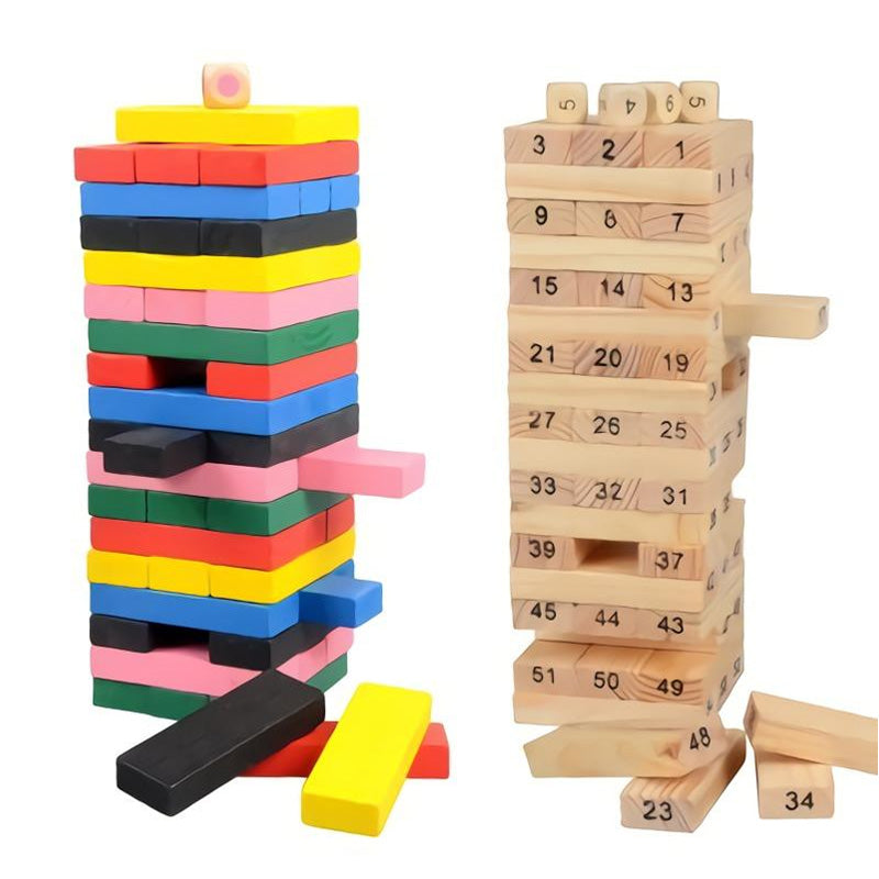 Wooden Stacking Blocks Game – 54 Pcs Tumbling Tower | Kids Birthday & Return Gift