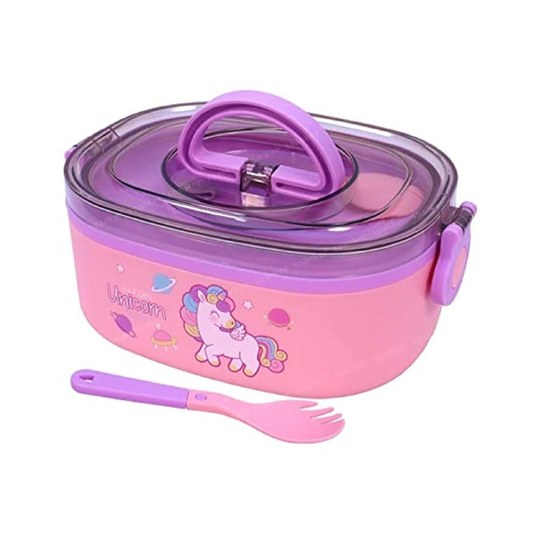 Unicorn 2-Compartment Stainless Steel Lunch Box with Fork – Leakproof School Bento Box for Kids