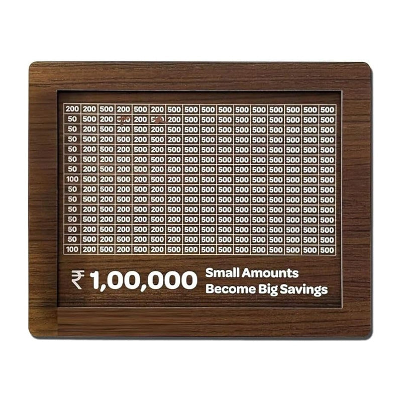 Wooden 1 Lakh Savings Challenge Money Box – Smart Money Saving Piggy Bank | Birthday Gift
