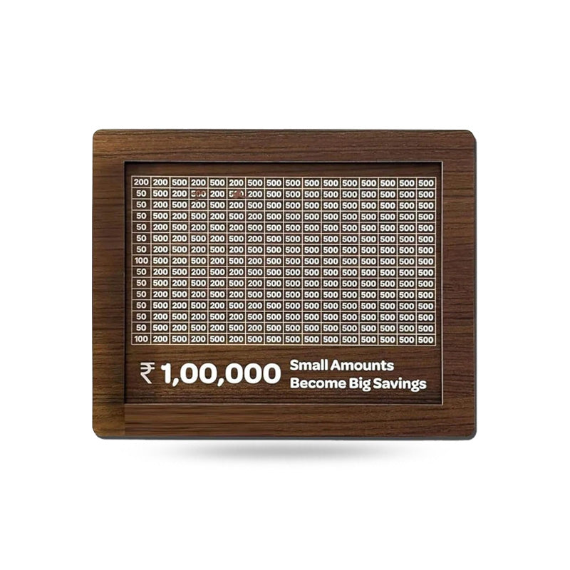Wooden 1 Lakh Savings Challenge Money Box – Smart Money Saving Piggy Bank | Birthday Gift