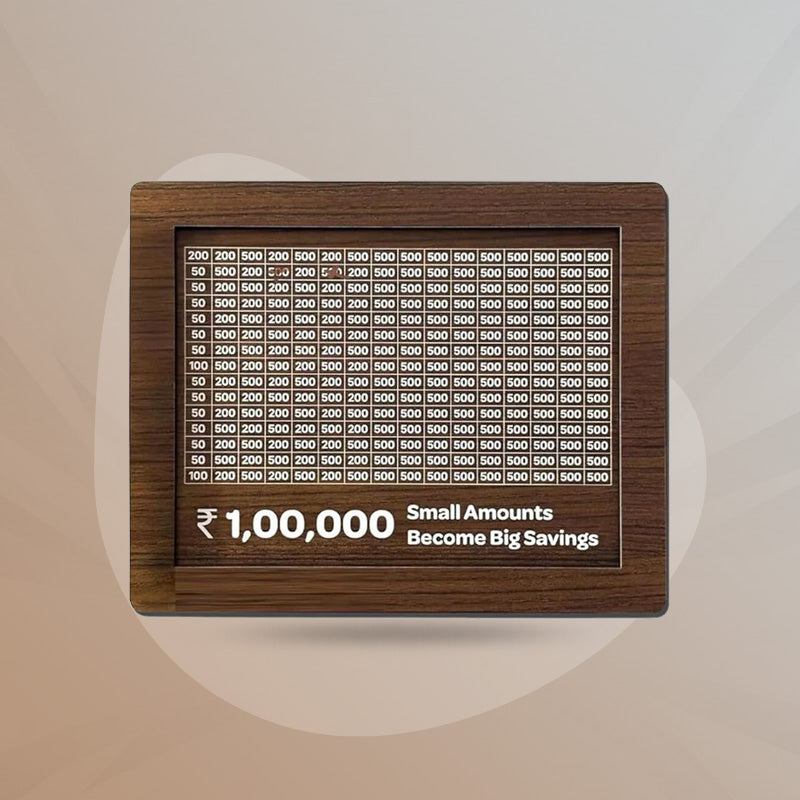 Wooden 1 Lakh Savings Challenge Money Box – Smart Money Saving Piggy Bank | Birthday Gift