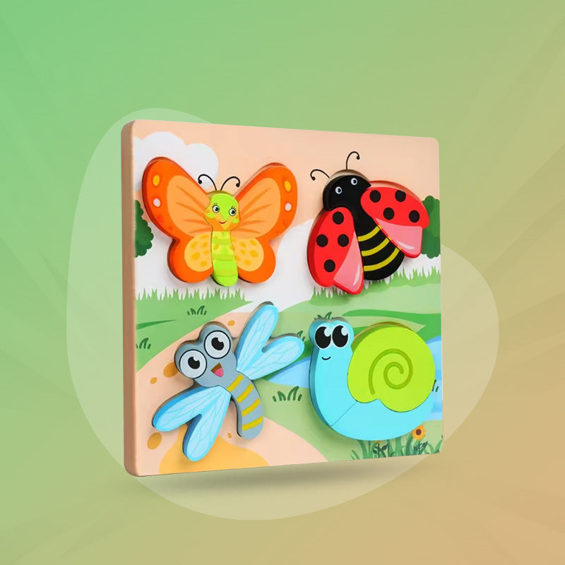 Wooden Animal Puzzles for Toddlers – Educational Toy (1–3 Years)