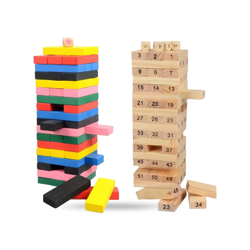 Wooden Stacking Blocks Game – 54 Pcs Tumbling Tower | Kids Birthday & Return Gift