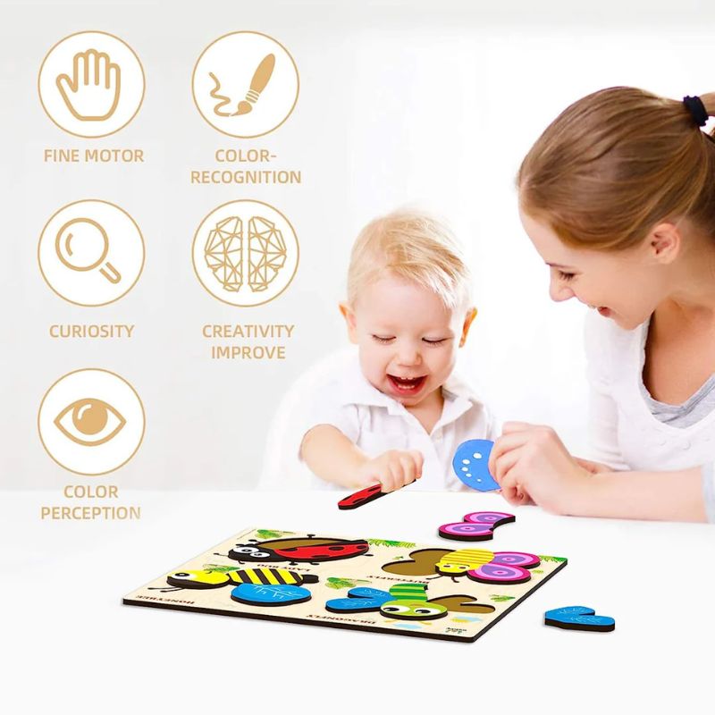 Wooden Animal Puzzles for Toddlers – Educational Toy (1–3 Years)